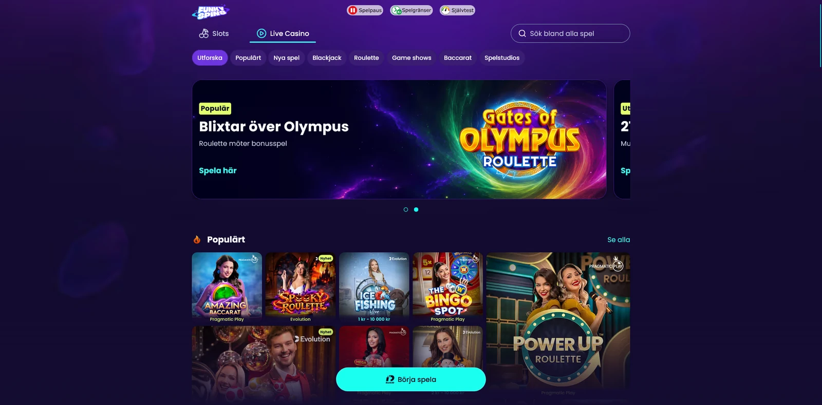 Live casino — FunkySpins Casino